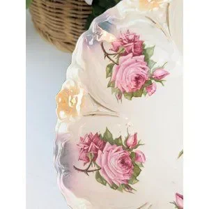 Accents | Antique Porcelain Serving Bowl Pink Rose Gold Trim Vintage ...